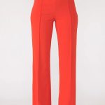 High Waist Pants With Self Fabric Buckle Detail On The Waist