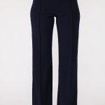 High Waist Pants With Self Fabric Buckle Detail On The Waist