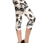 Multi-Color Print, Cropped Capri Leggings In A Fitted Style With A Banded High Waist