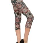 Multi-Color Print, Cropped Capri Leggings In A Fitted Style With A Banded High Waist