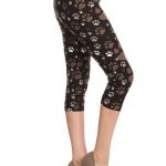 Paw Printed, High Waisted Capri Leggings In A Fitted Style With An Elastic Waistband.