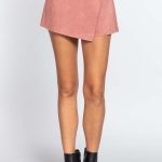 Front Wrap Faux Suede Short Pants