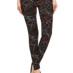 Multicolored Scribble Print, High Waisted Leggings In A Fitted Style With And Elastic Waist