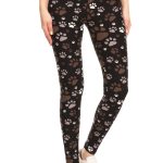 5-Inch Long Yoga Style Banded Lined Paw Printed Knit Legging With High Waist