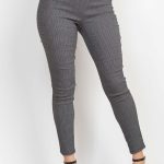 Skinny Button Tab Plaid Pants