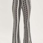 Knit Print Long Flare Pants