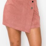 Button-Accented Asymmetrical Mini Skort