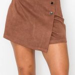 Button-Accented Asymmetrical Mini Skort