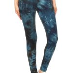 5-Inch Long Yoga Style Banded Lined Tie Dye Printed Knit Legging With High Waist