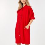 Puff Sleeve Dress With Frill Detail