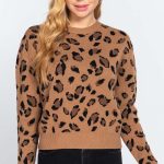 Long Slv Print Jacquard Sweater