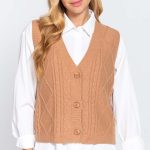 V-Neck Cable Sweater Vest Cardigan