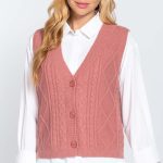 V-Neck Cable Sweater Vest Cardigan