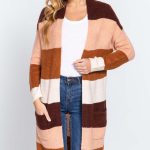 Open Front Color Block Cardigan