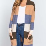 Open Front Color Block Cardigan