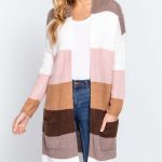 Open Front Color Block Cardigan