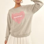 Vintage-Style Heart Graphic Print French Terry Knit Sweatshirt