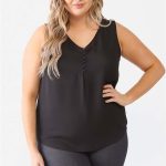 Plus Button Up Detail Sleeveless Top