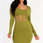 Square Neck Mesh Corset Mini Dress