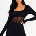 Square Neck Mesh Corset Mini Dress