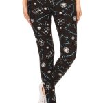 Yoga Style Banded Lined Tree Printed Knit Legging With High Waist