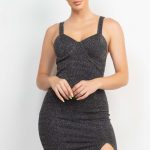 Glitter Slit Bodycon Sleeveless Dress