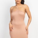 Halter Neck Ribbed Seamless Cut-Out Dress