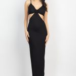 Cutout Back Slit V-Neck Maxi Dress