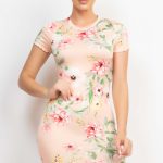 Short Sleeve Floral Bodycon Dress