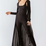 Black Sleeveless Cut-Out Detail Slim Fit Jumpsuit & Open Front Long Sleeve Cardigan Set