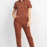 Collared Button-Front Jumpsuit