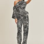 One Shoulder Zebra Print Jumpsuit- Id.Cc56578