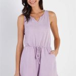 Ribbed Self-Tie Waistline Romper