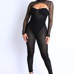Mesh Crop Jumpsuit Set