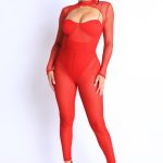 Mesh Crop Jumpsuit Set