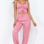 Front Ruched With Adjustable String Cami Casual/Summer Jumpsuit