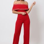 Greek Border Pattern Off Shoulder Jumpsuit