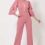Semi Sheer Mesh Contrast Bodice Jumpsuit