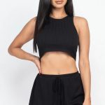 Soft Rib Crop Tank Top & Shorts Set