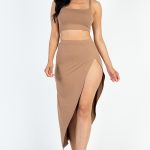 Crop Cami & Split Thigh Maxi Skirt Set