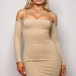 Long Sleeve Cuff Front Strap Mini Dress