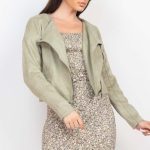 Cropped Zip-Up Moto Suede Jacket