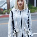 Belt & Reversed Details Zip-Up Hooded Sweater