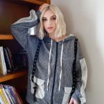 Belt & Reversed Details Zip-Up Hooded Sweater