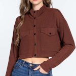 Long Slv Snap Button Crop Jacket