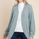 Two Tone Open Front Warm And Cozy Circle Cardigan With Side Pockets