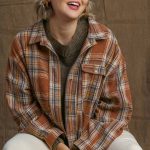 Plaid Collar Button Down Overshirt With Front Pockets