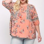 Floral And Symmetric Prints Mixed Tunic With Tassel Tie