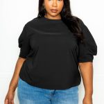 Ruched Puff Sleeve Blouse Top