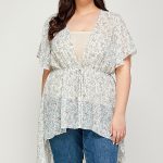 Plus Size, Ditsy Floral Print Cardigan